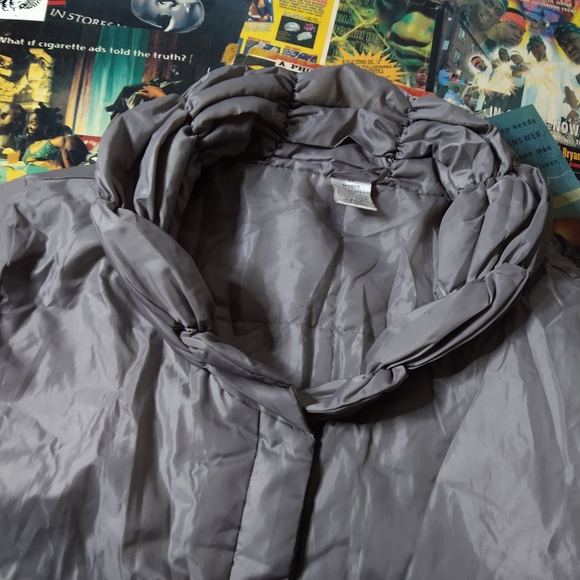 Vintage Silver Winter Puffer Jacket Long Parka Gray Designer oversized XXL - Picture 5 of 5